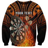Personalised Polynesian Darts Sweatshirt Fire Burning With Tribal Tattoo LT14 Unisex Orange - Polynesian Pride