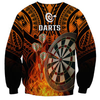 Personalised Polynesian Darts Sweatshirt Fire Burning With Tribal Tattoo LT14 - Polynesian Pride