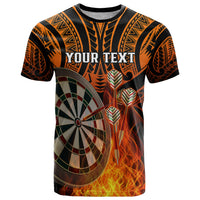 Personalised Polynesian Darts T Shirt Fire Burning With Tribal Tattoo LT14 Orange - Polynesian Pride