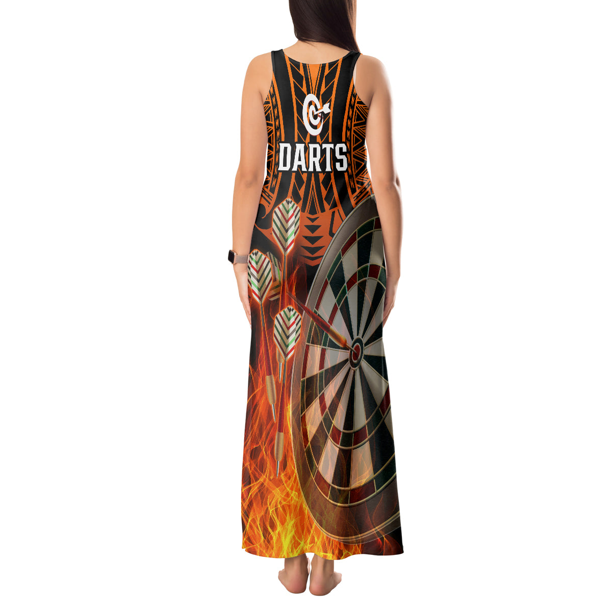 Personalised Polynesian Darts Tank Maxi Dress Fire Burning With Tribal Tattoo LT14 - Polynesian Pride