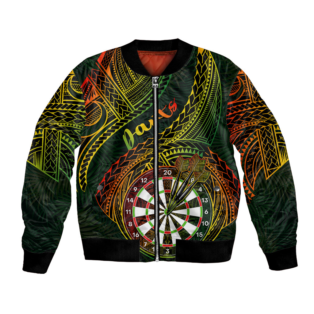 Personalised Polynesian Darts Bomber Jacket Dart Lovers Tribal Pattern Mix Tropical Leaves LT14 Unisex Reggae - Polynesian Pride