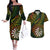 Personalised Polynesian Darts Couples Matching Off The Shoulder Long Sleeve Dress and Hawaiian Shirt Dart Lovers Tribal Pattern Mix Tropical Leaves LT14 Reggae - Polynesian Pride