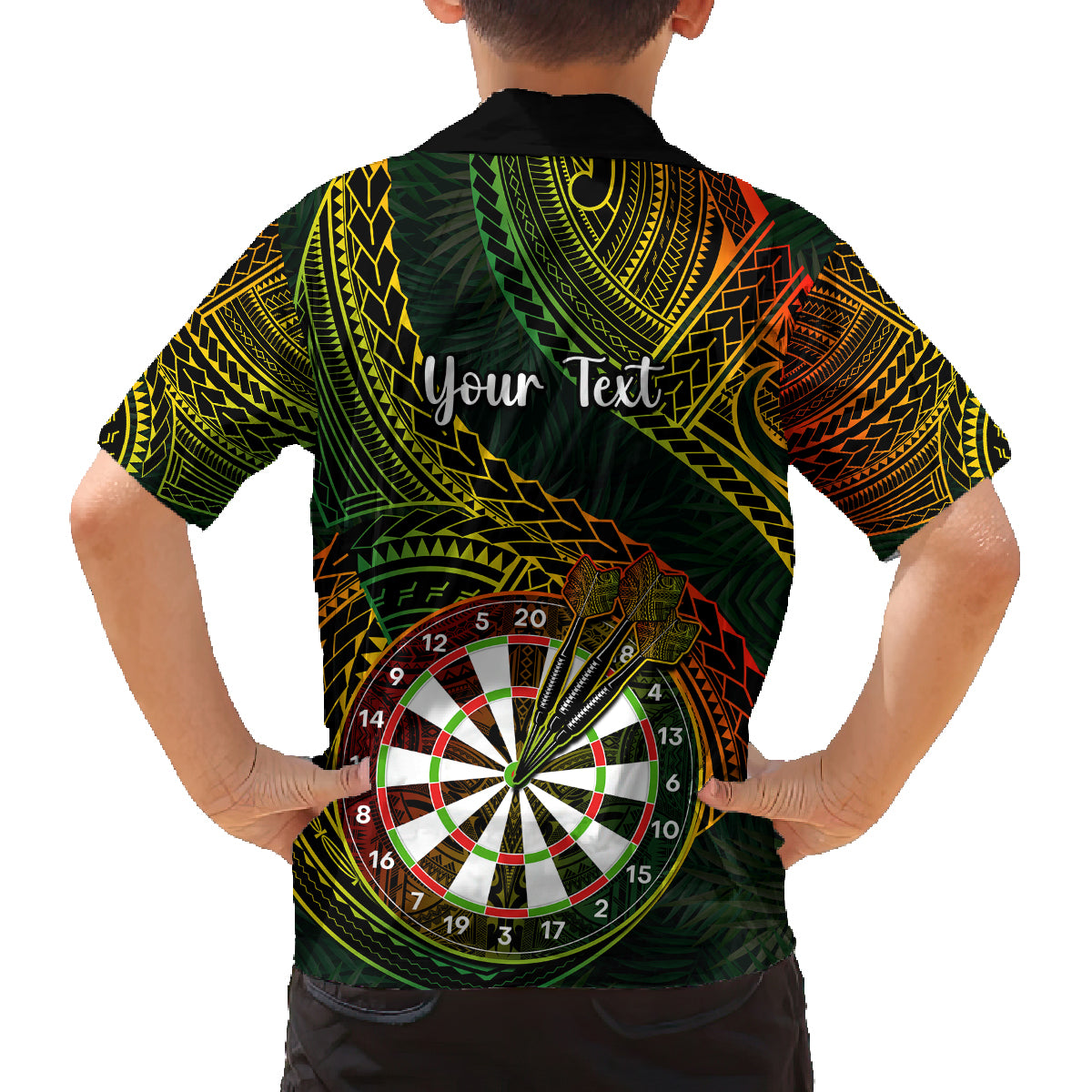 Personalised Polynesian Darts Kid Hawaiian Shirt Dart Lovers Tribal Pattern Mix Tropical Leaves LT14 - Polynesian Pride