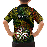 Personalised Polynesian Darts Kid Hawaiian Shirt Dart Lovers Tribal Pattern Mix Tropical Leaves LT14 - Polynesian Pride
