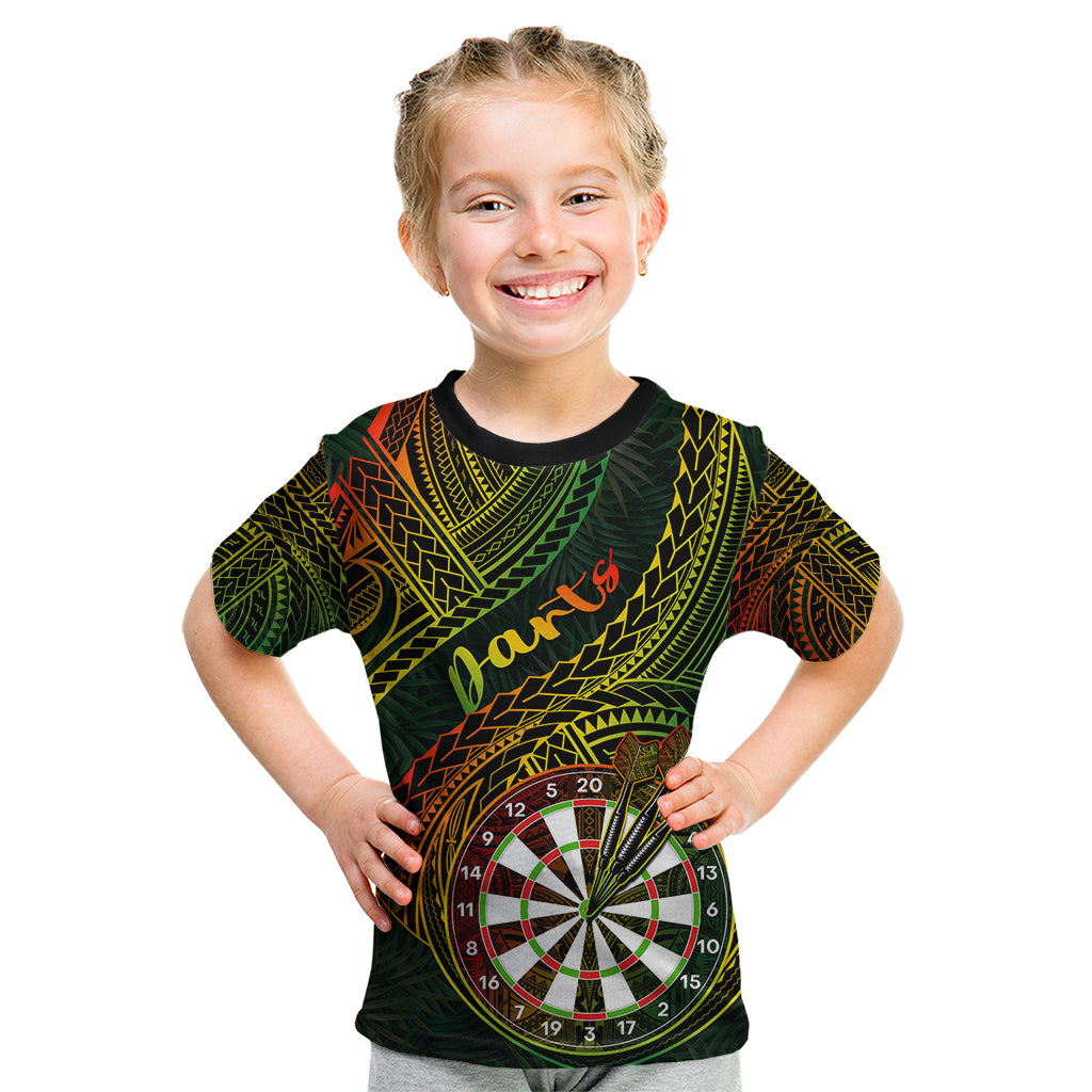 Personalised Polynesian Darts Kid T Shirt Dart Lovers Tribal Pattern Mix Tropical Leaves LT14 Reggae - Polynesian Pride