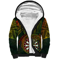 Personalised Polynesian Darts Sherpa Hoodie Dart Lovers Tribal Pattern Mix Tropical Leaves LT14 Unisex Reggae - Polynesian Pride