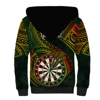 Personalised Polynesian Darts Sherpa Hoodie Dart Lovers Tribal Pattern Mix Tropical Leaves LT14 - Polynesian Pride