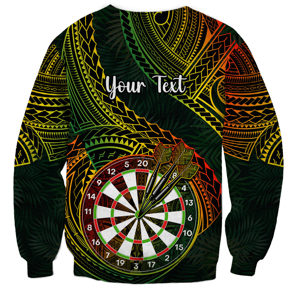 Personalised Polynesian Darts Sweatshirt Dart Lovers Tribal Pattern Mix Tropical Leaves LT14 - Polynesian Pride