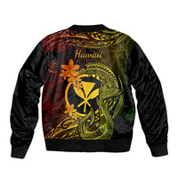 Hawaii Bomber Jacket Fish Hook Tattoo Mix Polynesian Plumeria Reggae Version LT14 - Polynesian Pride