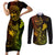 Hawaii Couples Matching Short Sleeve Bodycon Dress and Long Sleeve Button Shirts Fish Hook Tattoo Mix Polynesian Plumeria Reggae Version LT14 Reggae - Polynesian Pride