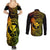 Hawaii Couples Matching Summer Maxi Dress and Long Sleeve Button Shirts Fish Hook Tattoo Mix Polynesian Plumeria Reggae Version LT14 - Polynesian Pride
