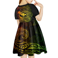 Hawaii Kid Short Sleeve Dress Fish Hook Tattoo Mix Polynesian Plumeria Reggae Version LT14 - Polynesian Pride