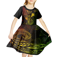Hawaii Kid Short Sleeve Dress Fish Hook Tattoo Mix Polynesian Plumeria Reggae Version LT14 - Polynesian Pride