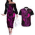 Hawaii Couples Matching Off The Shoulder Long Sleeve Dress and Hawaiian Shirt Fish Hook Tattoo Mix Polynesian Plumeria Pink Version LT14 Pink - Polynesian Pride