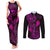 Hawaii Couples Matching Tank Maxi Dress and Long Sleeve Button Shirts Fish Hook Tattoo Mix Polynesian Plumeria Pink Version LT14 Pink - Polynesian Pride