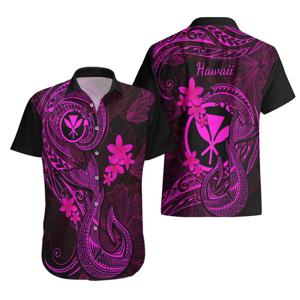 Hawaii Hawaiian Shirt Fish Hook Tattoo Mix Polynesian Plumeria Pink Version LT14 - Polynesian Pride