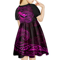 Hawaii Kid Short Sleeve Dress Fish Hook Tattoo Mix Polynesian Plumeria Pink Version LT14 - Polynesian Pride