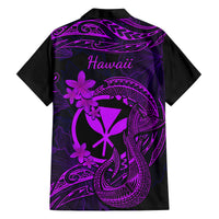 Hawaii Family Matching Off Shoulder Long Sleeve Dress and Hawaiian Shirt Fish Hook Tattoo Mix Polynesian Plumeria Purple Version LT14 - Polynesian Pride