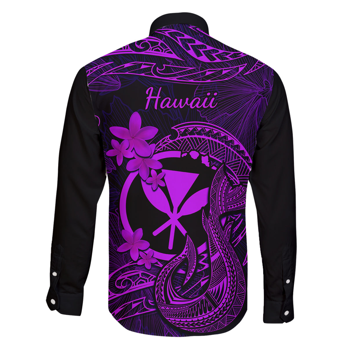 Hawaii Family Matching Tank Maxi Dress and Hawaiian Shirt Fish Hook Tattoo Mix Polynesian Plumeria Purple Version LT14 - Polynesian Pride