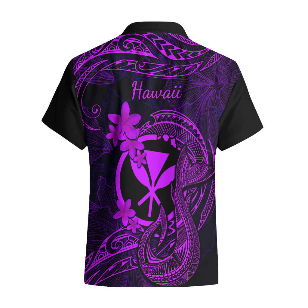 Hawaii Hawaiian Shirt Fish Hook Tattoo Mix Polynesian Plumeria Purple Version LT14 - Polynesian Pride