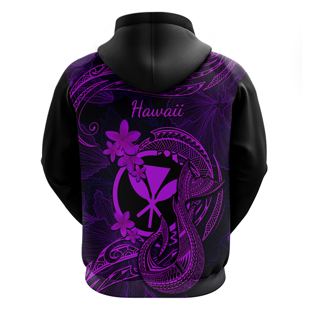Hawaii Hoodie Fish Hook Tattoo Mix Polynesian Plumeria Purple Version LT14 - Polynesian Pride