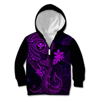 Hawaii Kid Hoodie Fish Hook Tattoo Mix Polynesian Plumeria Purple Version LT14 - Polynesian Pride