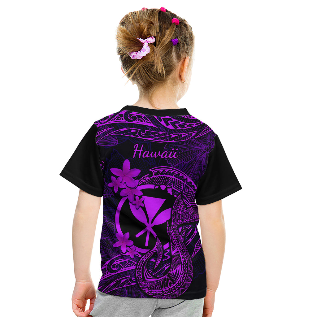 Hawaii Kid T Shirt Fish Hook Tattoo Mix Polynesian Plumeria Purple Version LT14 - Polynesian Pride