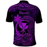 Hawaii Polo Shirt Fish Hook Tattoo Mix Polynesian Plumeria Purple Version LT14 - Polynesian Pride