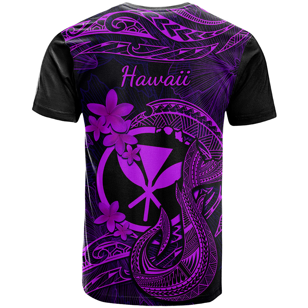 Hawaii T Shirt Fish Hook Tattoo Mix Polynesian Plumeria Purple Version LT14 - Polynesian Pride