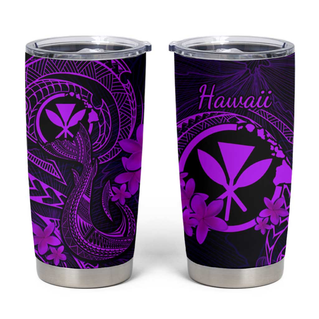 Hawaii Tumbler Cup Fish Hook Tattoo Mix Polynesian Plumeria Purple Version