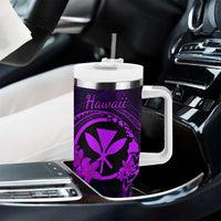 Hawaii Tumbler With Handle Fish Hook Tattoo Mix Polynesian Plumeria Purple Version