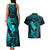 Hawaii Couples Matching Tank Maxi Dress and Hawaiian Shirt Fish Hook Tattoo Mix Polynesian Plumeria Turquoise Version LT14 - Polynesian Pride