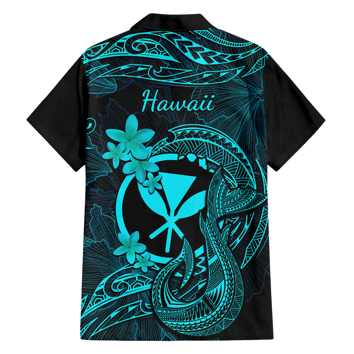 Hawaii Family Matching Off Shoulder Maxi Dress and Hawaiian Shirt Fish Hook Tattoo Mix Polynesian Plumeria Turquoise Version LT14 - Polynesian Pride