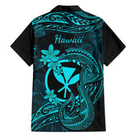 Hawaii Family Matching Tank Maxi Dress and Hawaiian Shirt Fish Hook Tattoo Mix Polynesian Plumeria Turquoise Version LT14 - Polynesian Pride