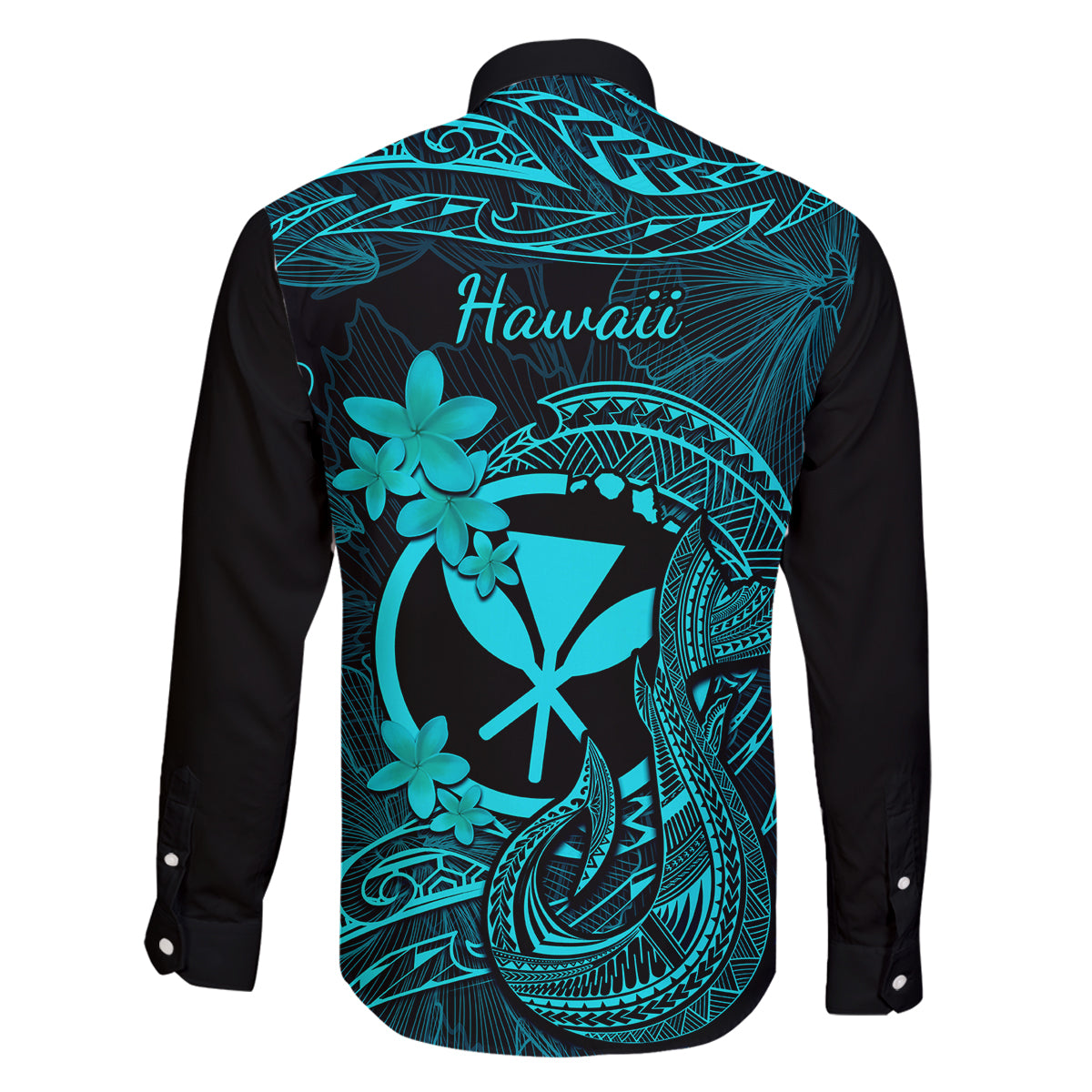 Hawaii Family Matching Tank Maxi Dress and Hawaiian Shirt Fish Hook Tattoo Mix Polynesian Plumeria Turquoise Version LT14 - Polynesian Pride