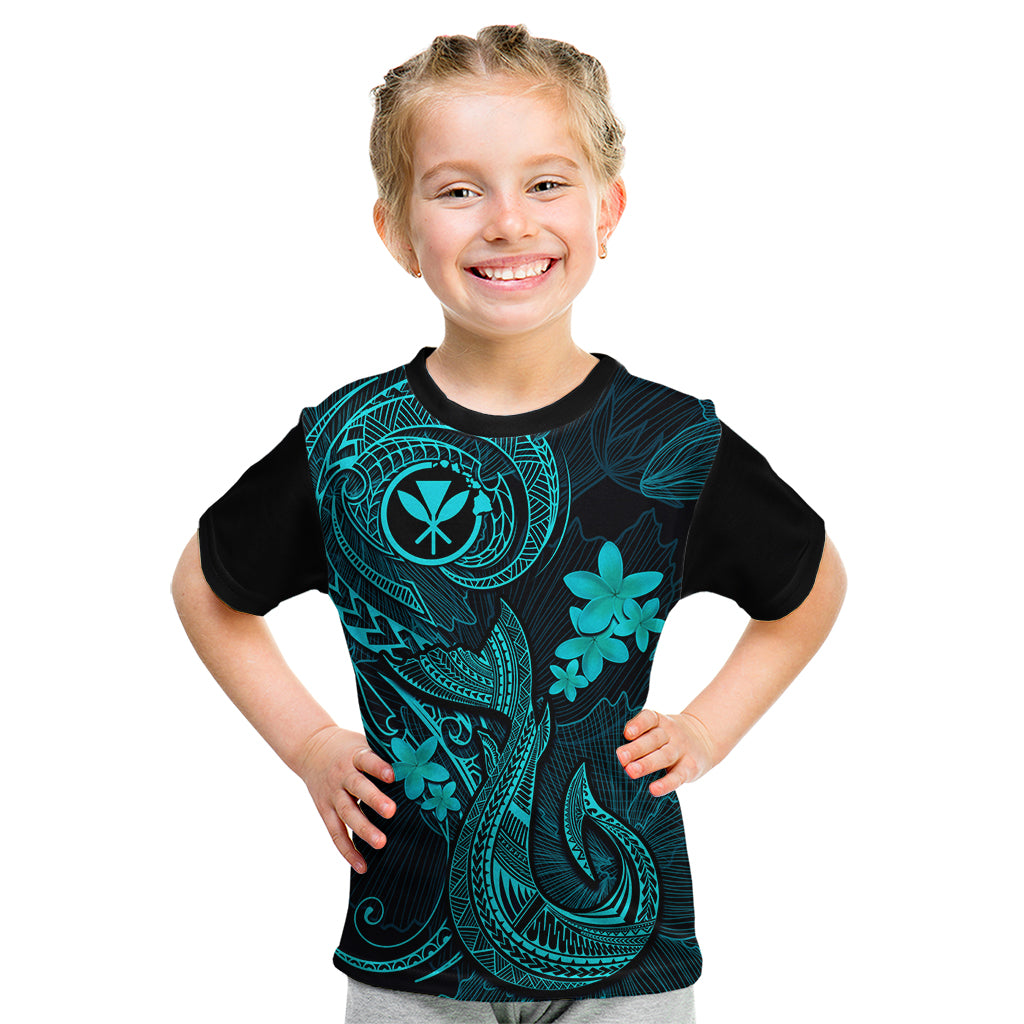 Hawaii Kid T Shirt Fish Hook Tattoo Mix Polynesian Plumeria Turquoise Version LT14 Turquoise - Polynesian Pride