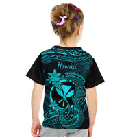 Hawaii Kid T Shirt Fish Hook Tattoo Mix Polynesian Plumeria Turquoise Version LT14 - Polynesian Pride