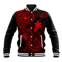 Hawaii Baseball Jacket Fish Hook Tattoo Mix Polynesian Plumeria Red Version LT14 Unisex Red - Polynesian Pride