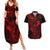 Hawaii Couples Matching Summer Maxi Dress and Hawaiian Shirt Fish Hook Tattoo Mix Polynesian Plumeria Red Version LT14 Red - Polynesian Pride