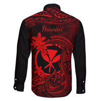 Hawaii Family Matching Off Shoulder Maxi Dress and Hawaiian Shirt Fish Hook Tattoo Mix Polynesian Plumeria Red Version LT14 - Polynesian Pride