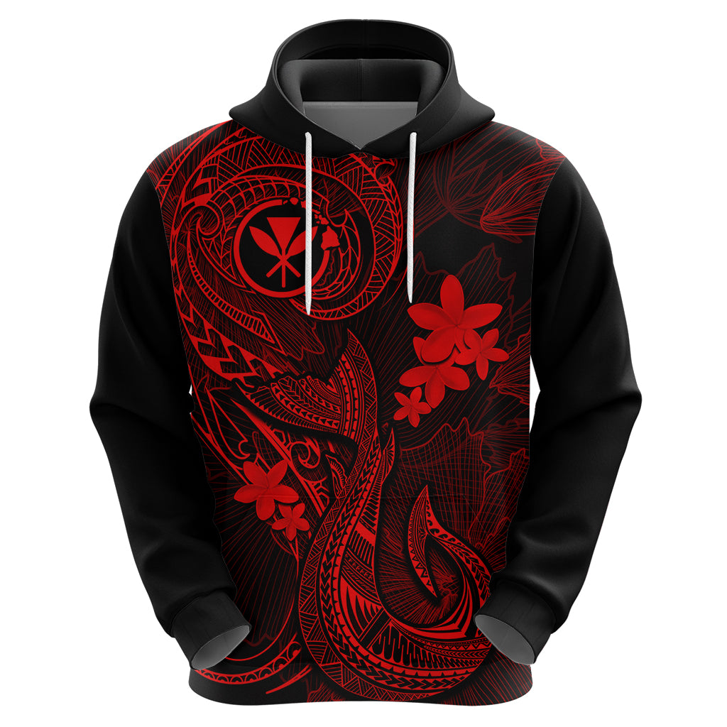 Hawaii Hoodie Fish Hook Tattoo Mix Polynesian Plumeria Red Version LT14 - Polynesian Pride