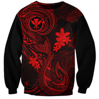 Hawaii Sweatshirt Fish Hook Tattoo Mix Polynesian Plumeria Red Version LT14 Unisex Red - Polynesian Pride