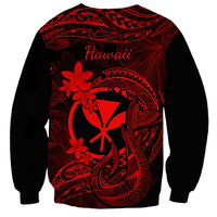 Hawaii Sweatshirt Fish Hook Tattoo Mix Polynesian Plumeria Red Version LT14 - Polynesian Pride