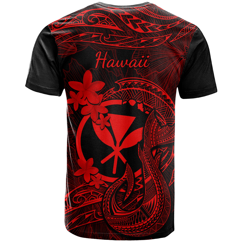 Hawaii T Shirt Fish Hook Tattoo Mix Polynesian Plumeria Red Version LT14 - Polynesian Pride