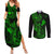 Hawaii Couples Matching Summer Maxi Dress and Long Sleeve Button Shirts Fish Hook Tattoo Mix Polynesian Plumeria Green Version LT14 Green - Polynesian Pride