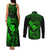 Hawaii Couples Matching Tank Maxi Dress and Long Sleeve Button Shirts Fish Hook Tattoo Mix Polynesian Plumeria Green Version LT14 - Polynesian Pride