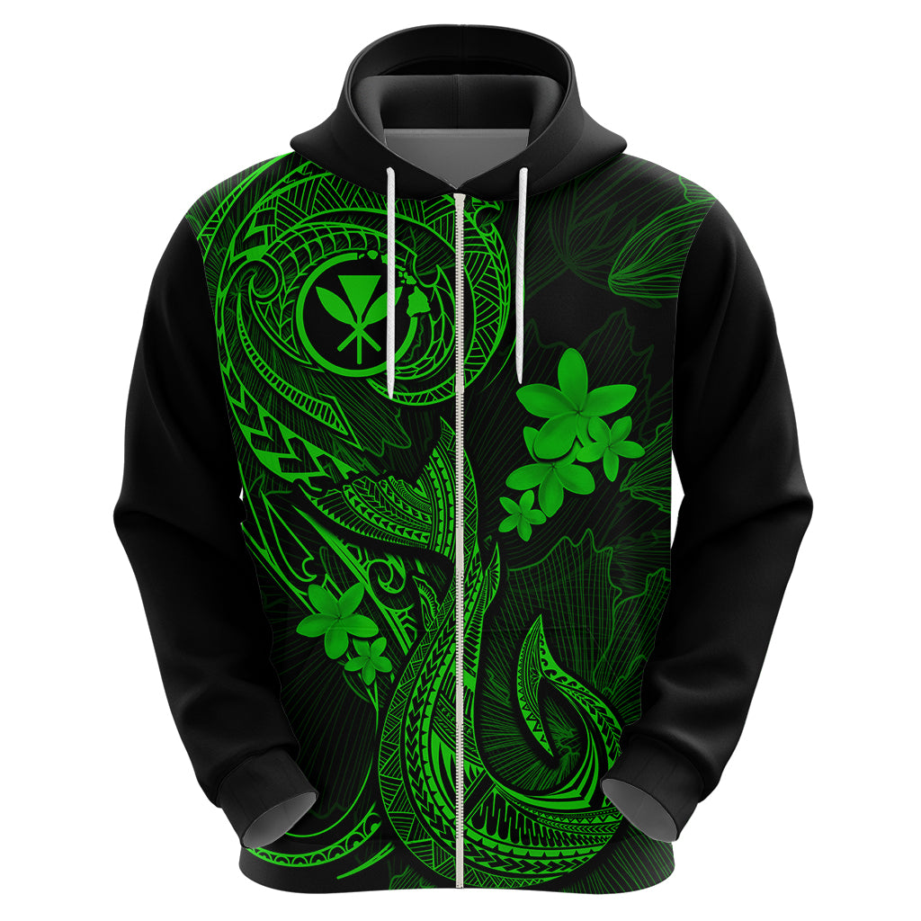 Hawaii Hoodie Fish Hook Tattoo Mix Polynesian Plumeria Green Version LT14 - Polynesian Pride