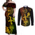 Hawaii Couples Matching Off Shoulder Maxi Dress and Long Sleeve Button Shirts Hula Girl Mix Polynesian Plumeria Reggae Version LT14 Reggae - Polynesian Pride