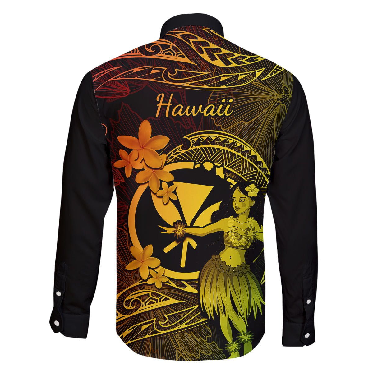 Hawaii Family Matching Off Shoulder Maxi Dress and Hawaiian Shirt Hula Girl Mix Polynesian Plumeria Reggae Version LT14 - Polynesian Pride