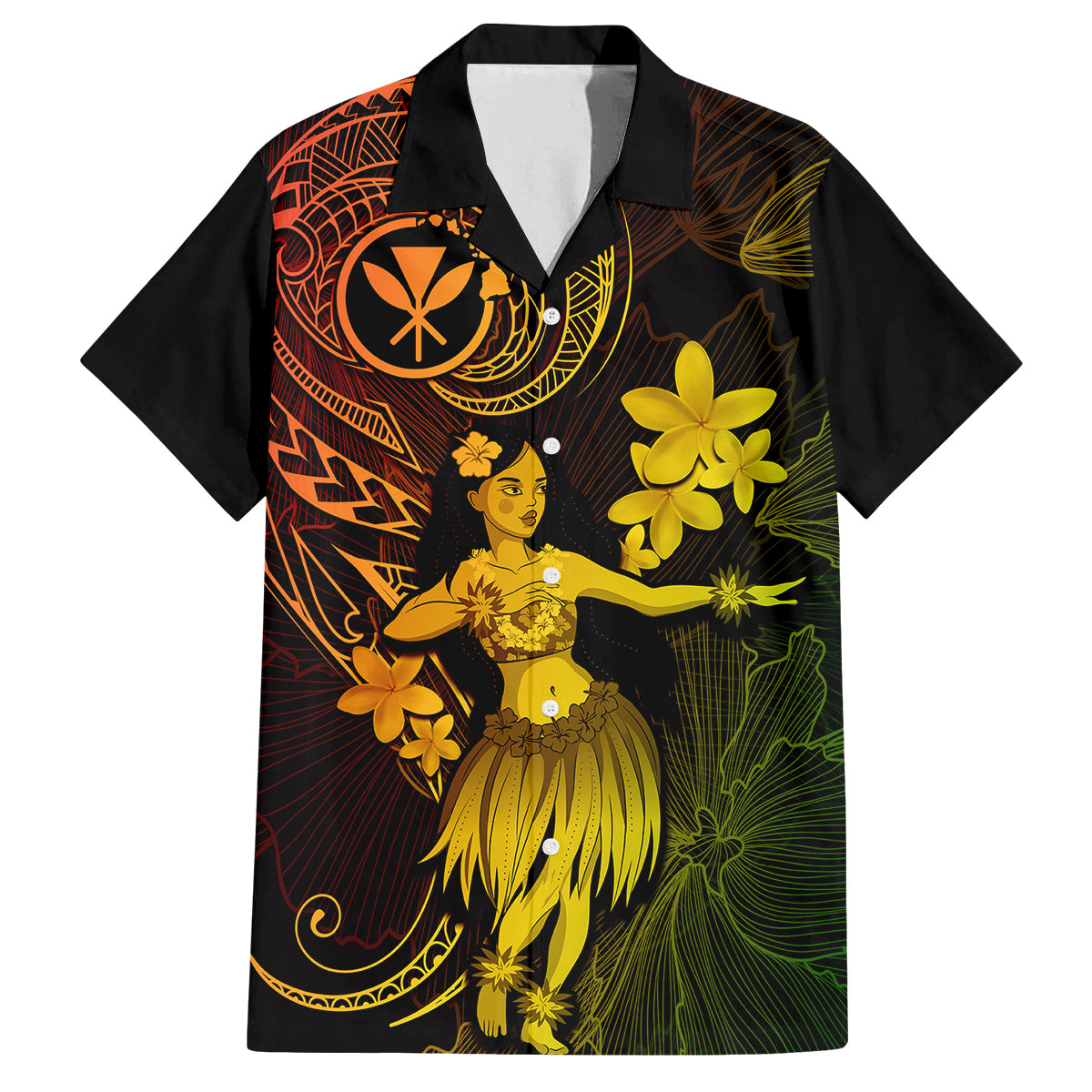 Hawaii Family Matching Summer Maxi Dress and Hawaiian Shirt Hula Girl Mix Polynesian Plumeria Reggae Version LT14 Dad's Shirt - Short Sleeve Reggae - Polynesian Pride